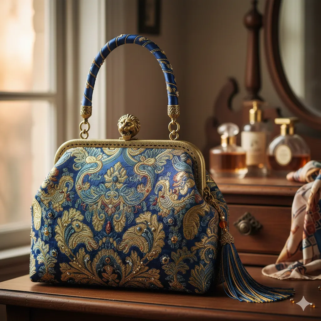 Elegante handgemaakte stoffen tas